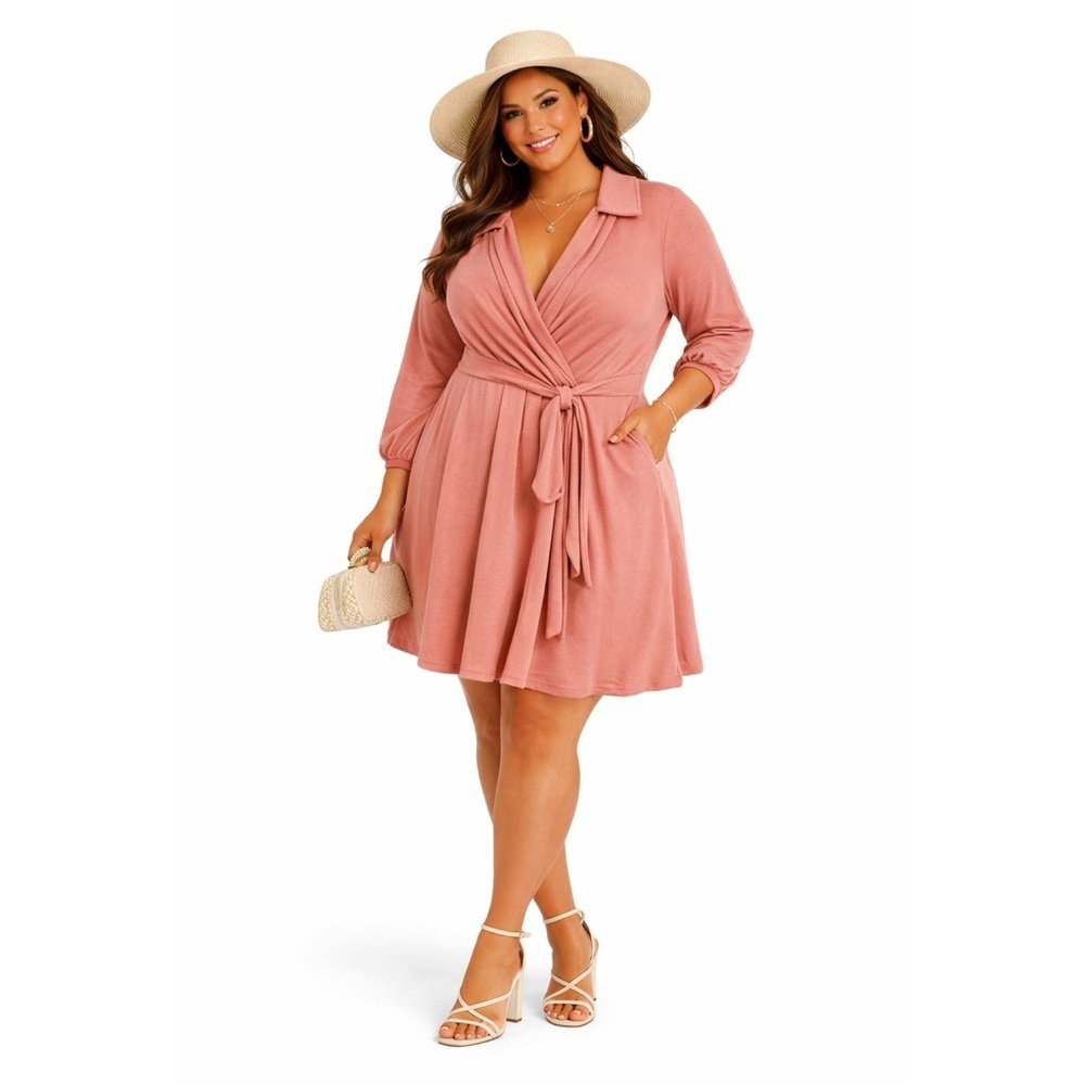 ARULA Dusty Rose Satin Silky Mini Dress